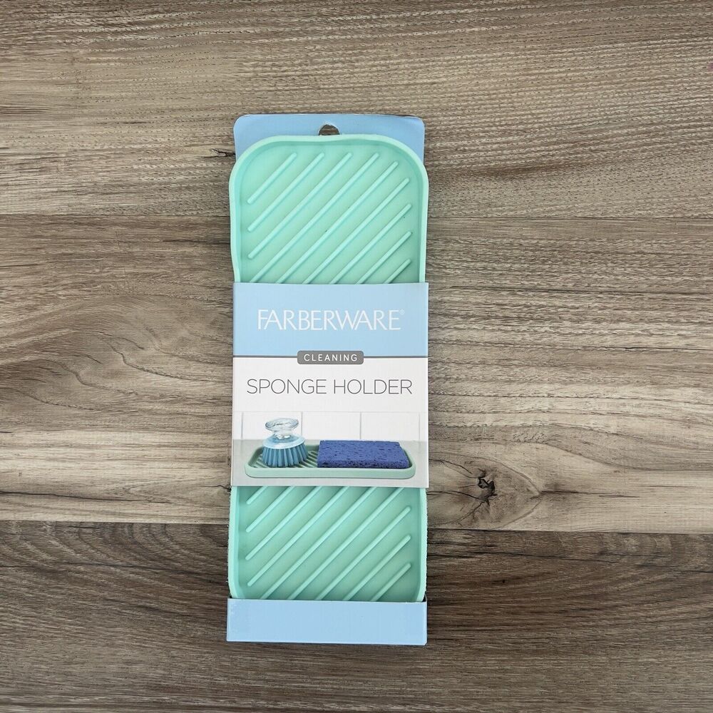 Farberware Mint Silicone 9"x3.5" Sponge Holder Dishwasher Safe